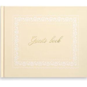 &And Per Se Beige Patterned Wedding Guest Book with Photo Spots – Elegant. NEW